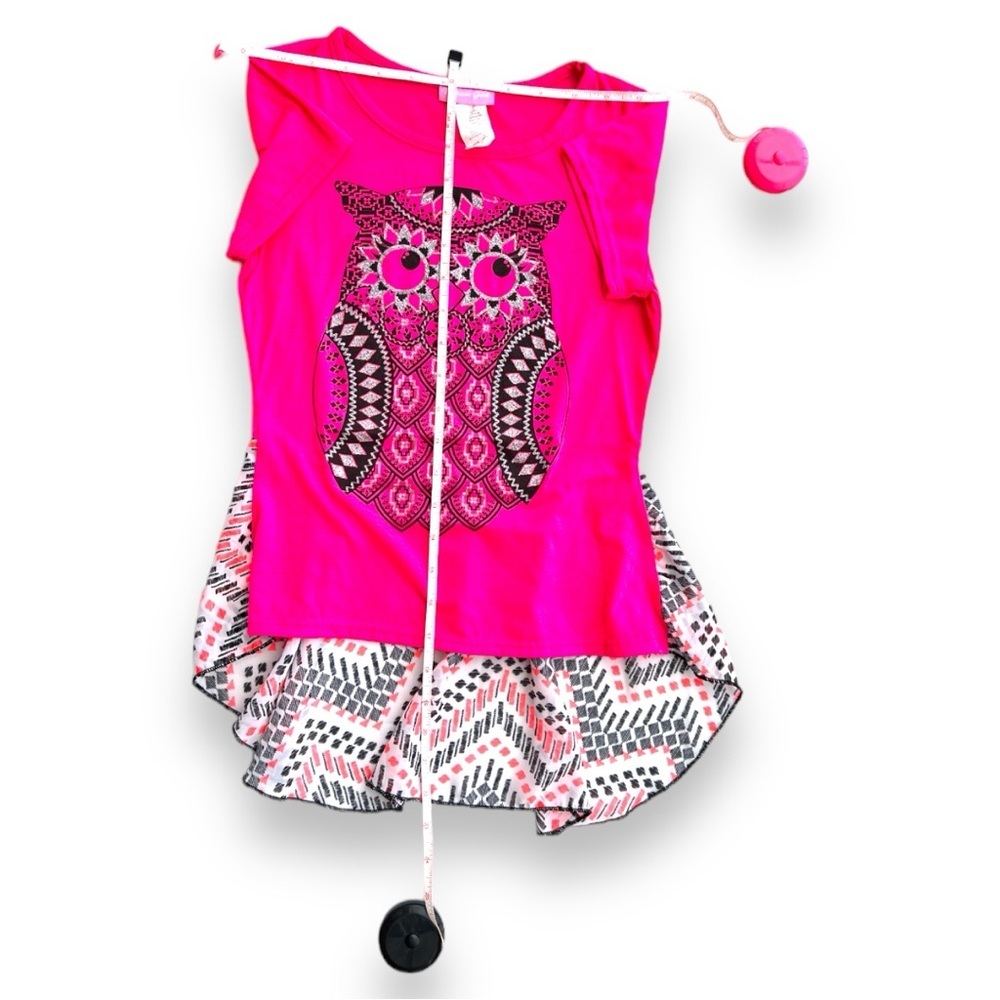 Dream Girl Fashion Pink Top with Chiffon Cute Owl Shirt